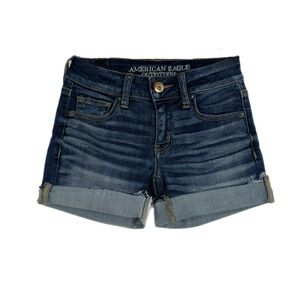 American Eagle Women’s Super Super Stretch Frayed Rolled Cuff Jean Shorts